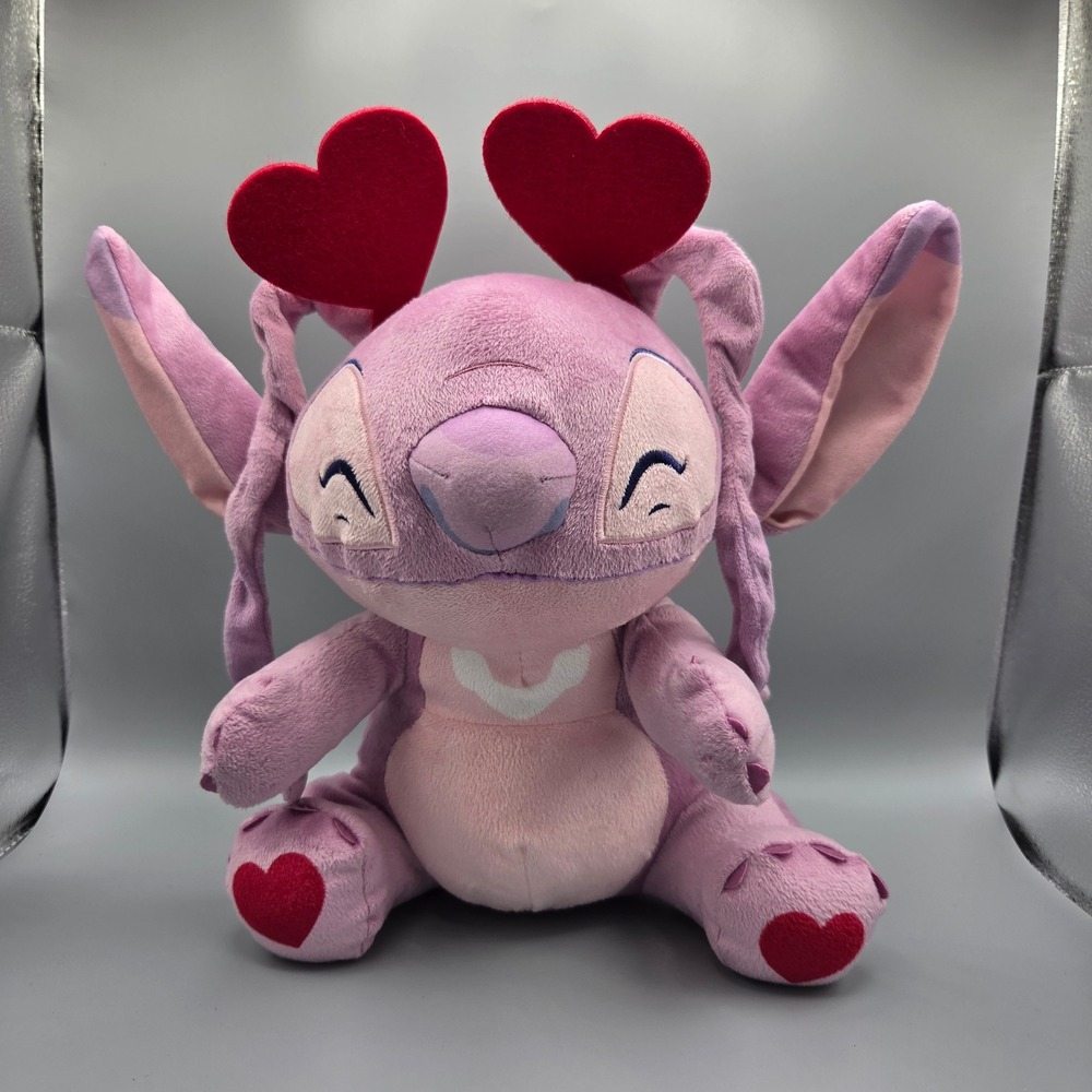 Disney Lilo & Stitch Angel Valentine Plush Heart Headband Pink Purple 12 Inch